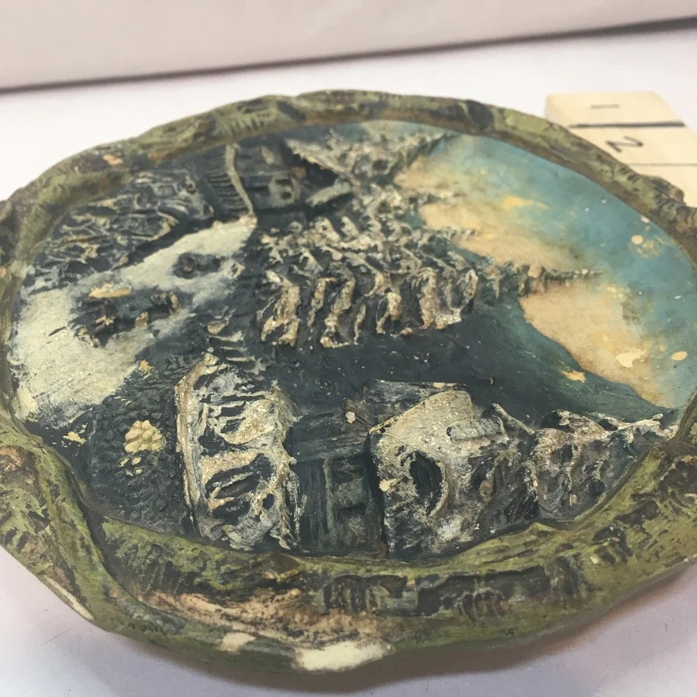 Vintage German Mountain Village 3D Plaster Wall Plate 6